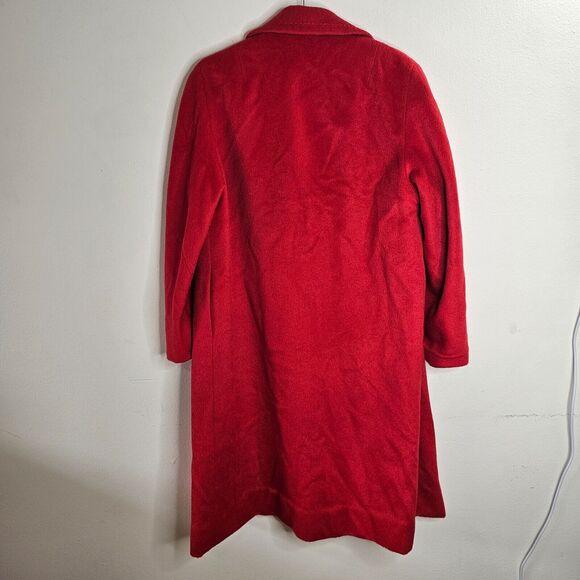 Red Oversized Felt Long Sleeve Single Button Heavy Long Line Jacket Large - Picture 9 of 11